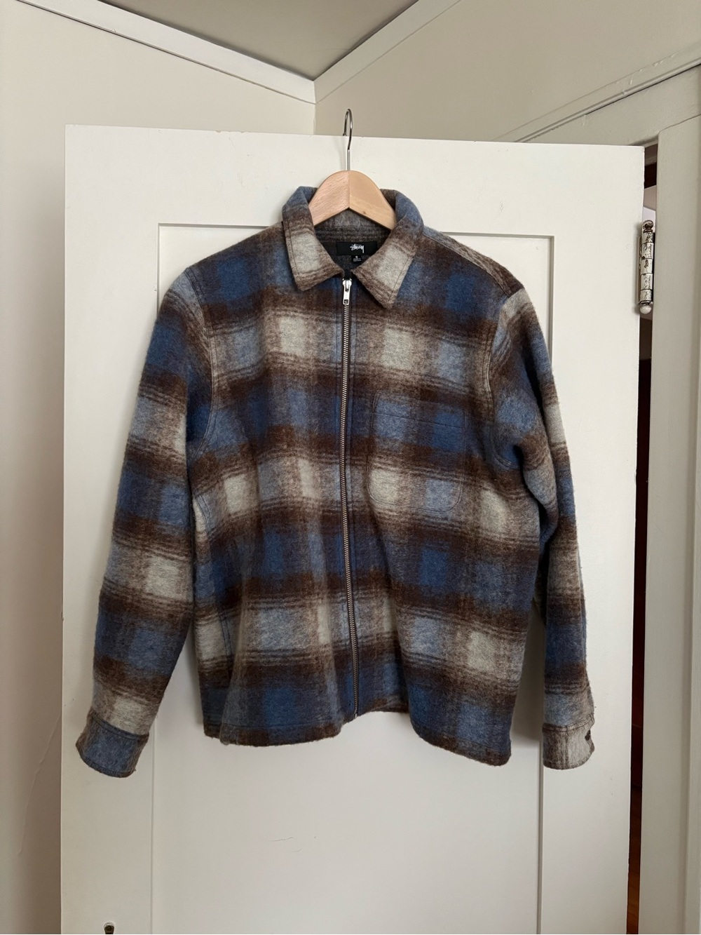 Stüssy Brushed Wool Plaid Zip Shirt